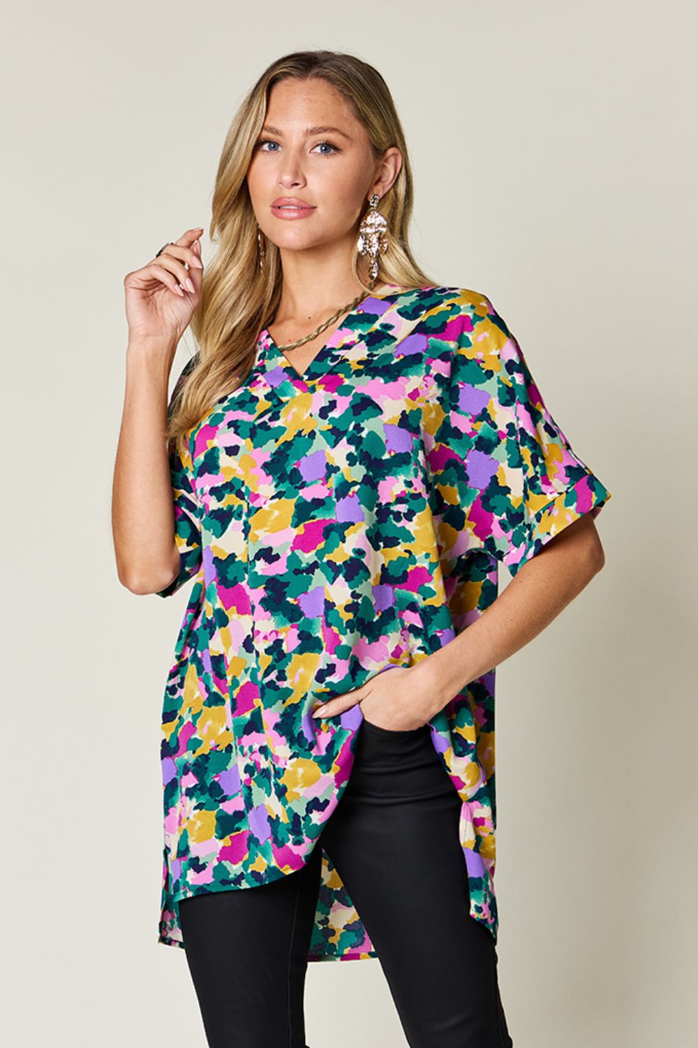 Short Sleeve Side Slit Top