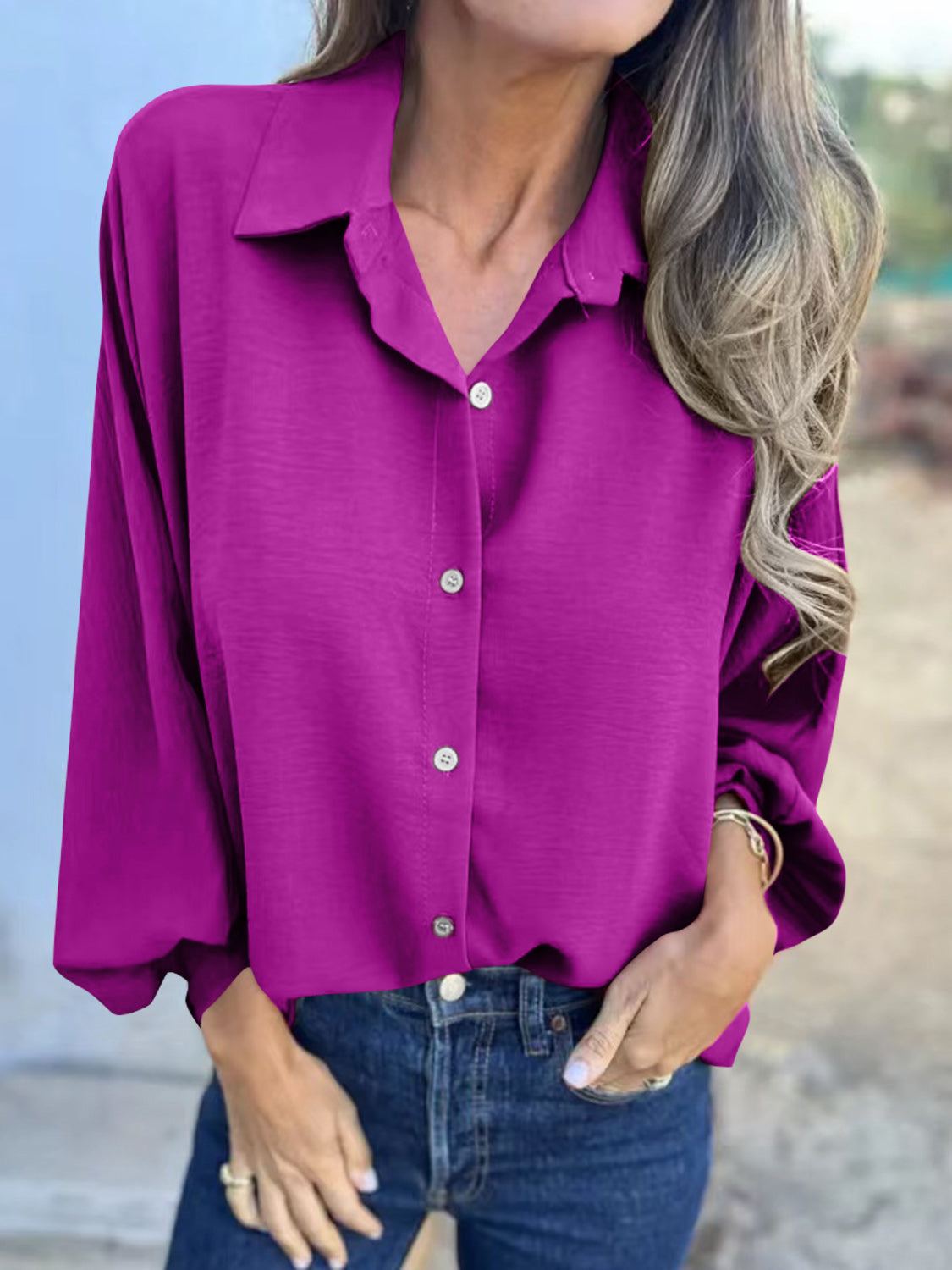 Collared Neck Long Sleeve Shirt