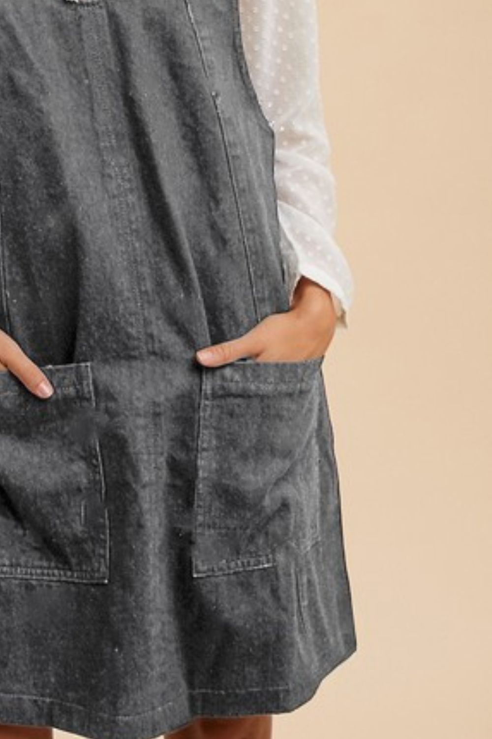 Adjustable Strap Denim Overall Dress with Pockets