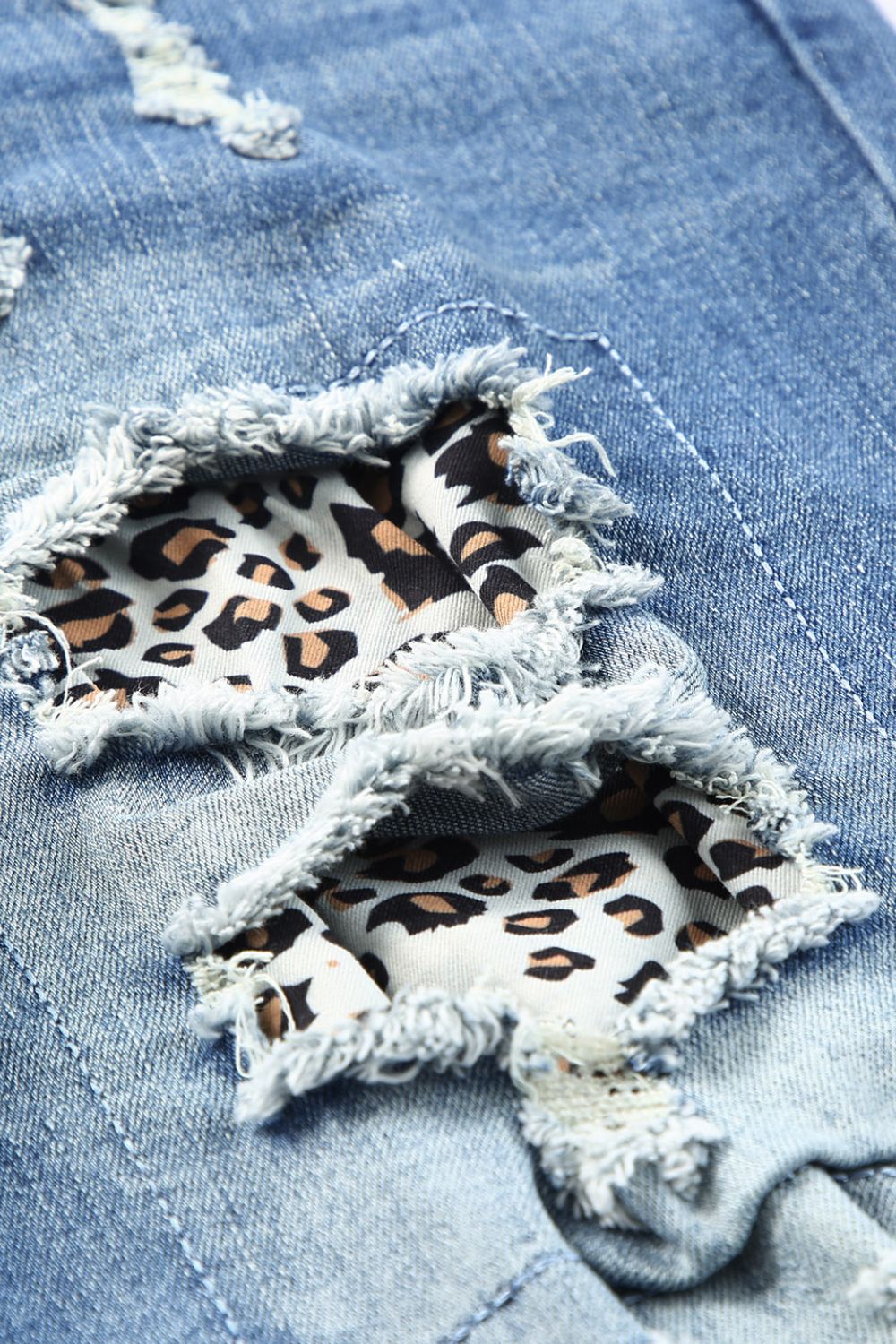 Leopard Distressed Straight Jeans