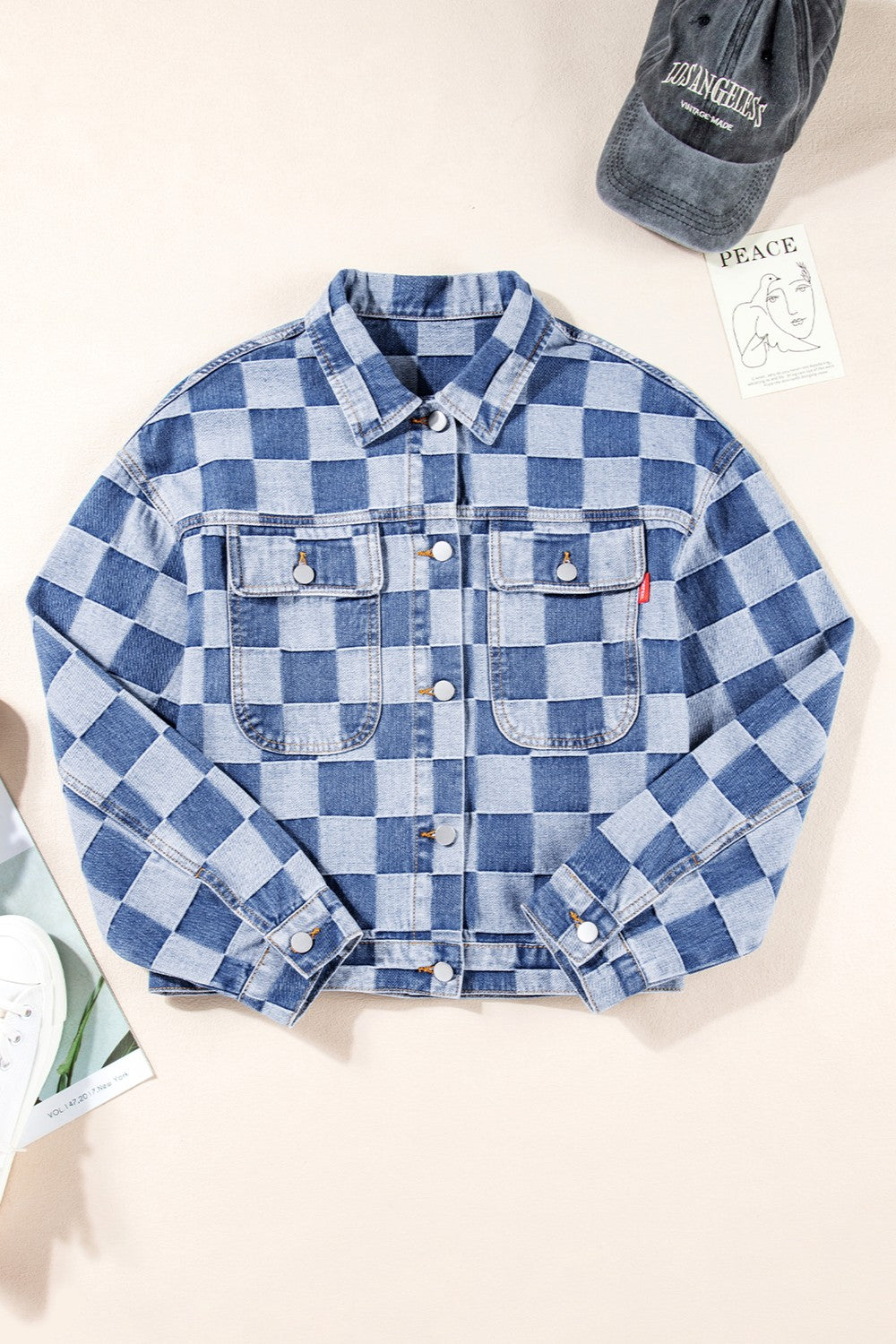 Checkered  Denim Jacket