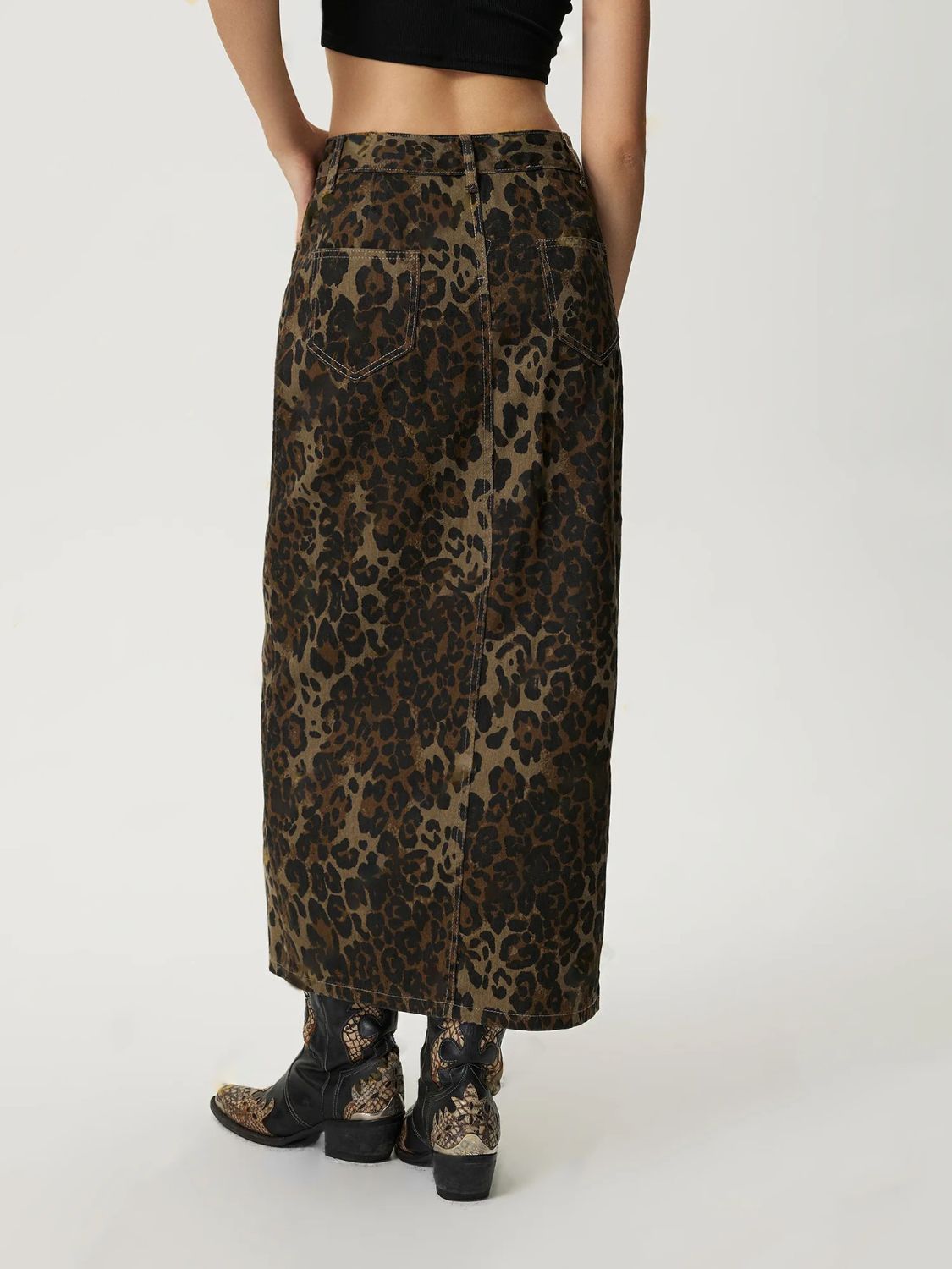 Leopard Denim Skirt