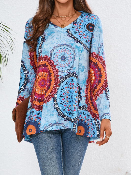 Geometric Printed Long Sleeve T-Shirt