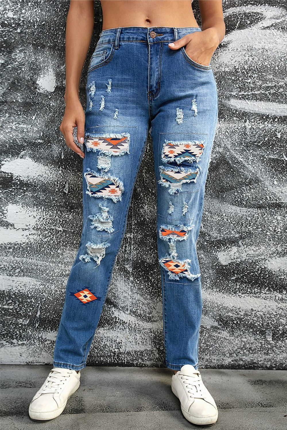 Distressed Straight Jeans