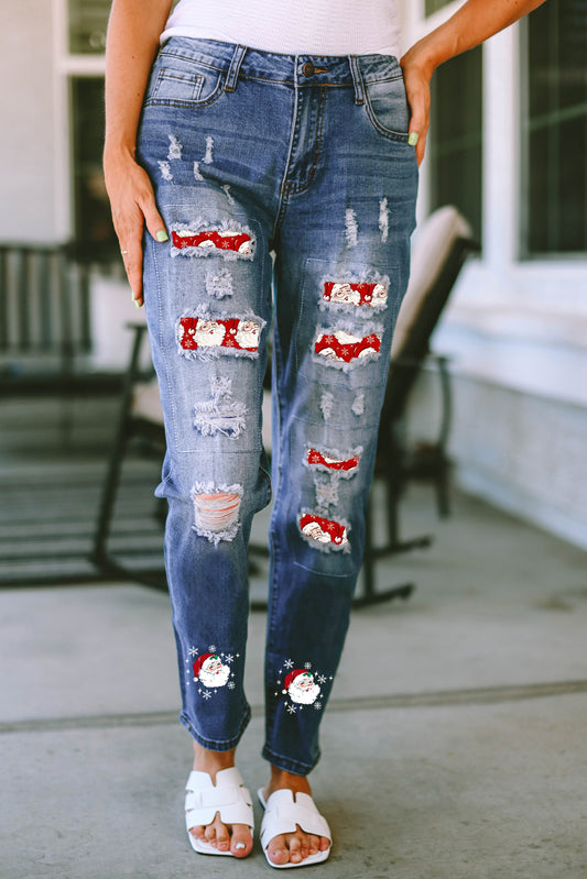 Santa Distressed Jeans with Pockets