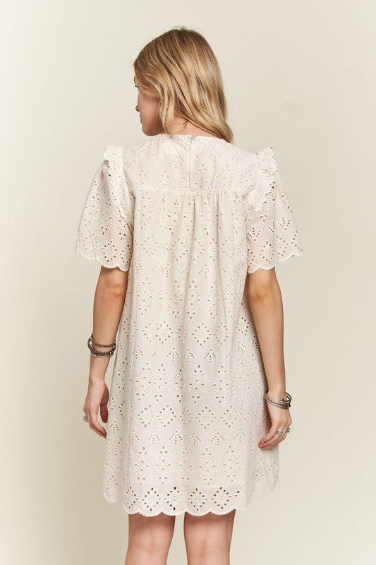 Ruffled Eyelet  Dress