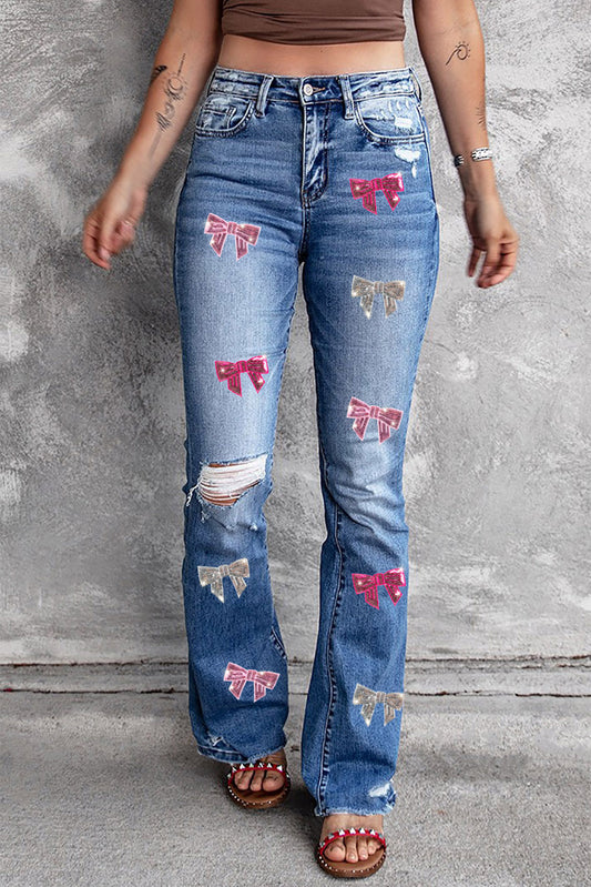 Distressed Bootcut Jeans