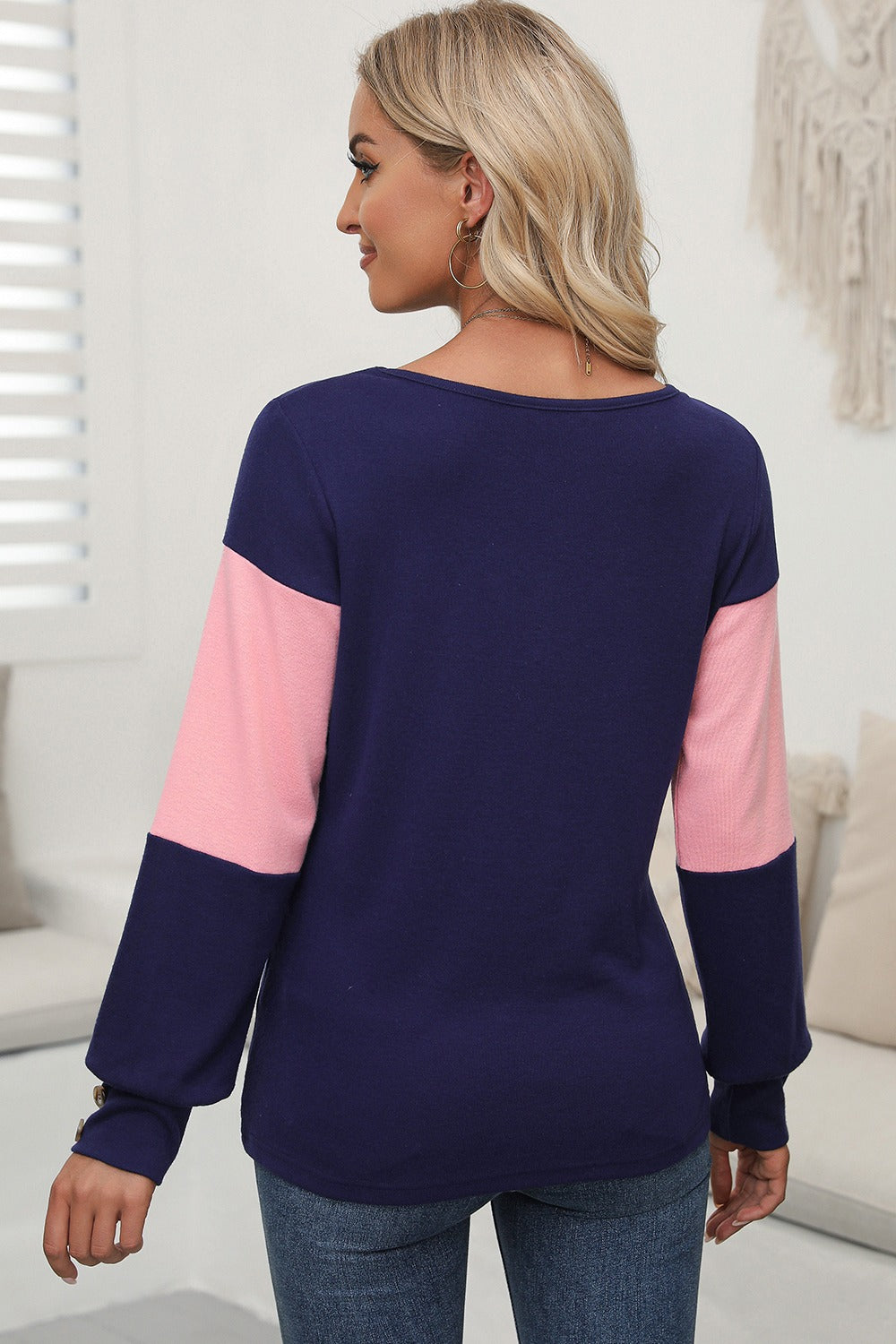 Color Block Long Sleeve Top