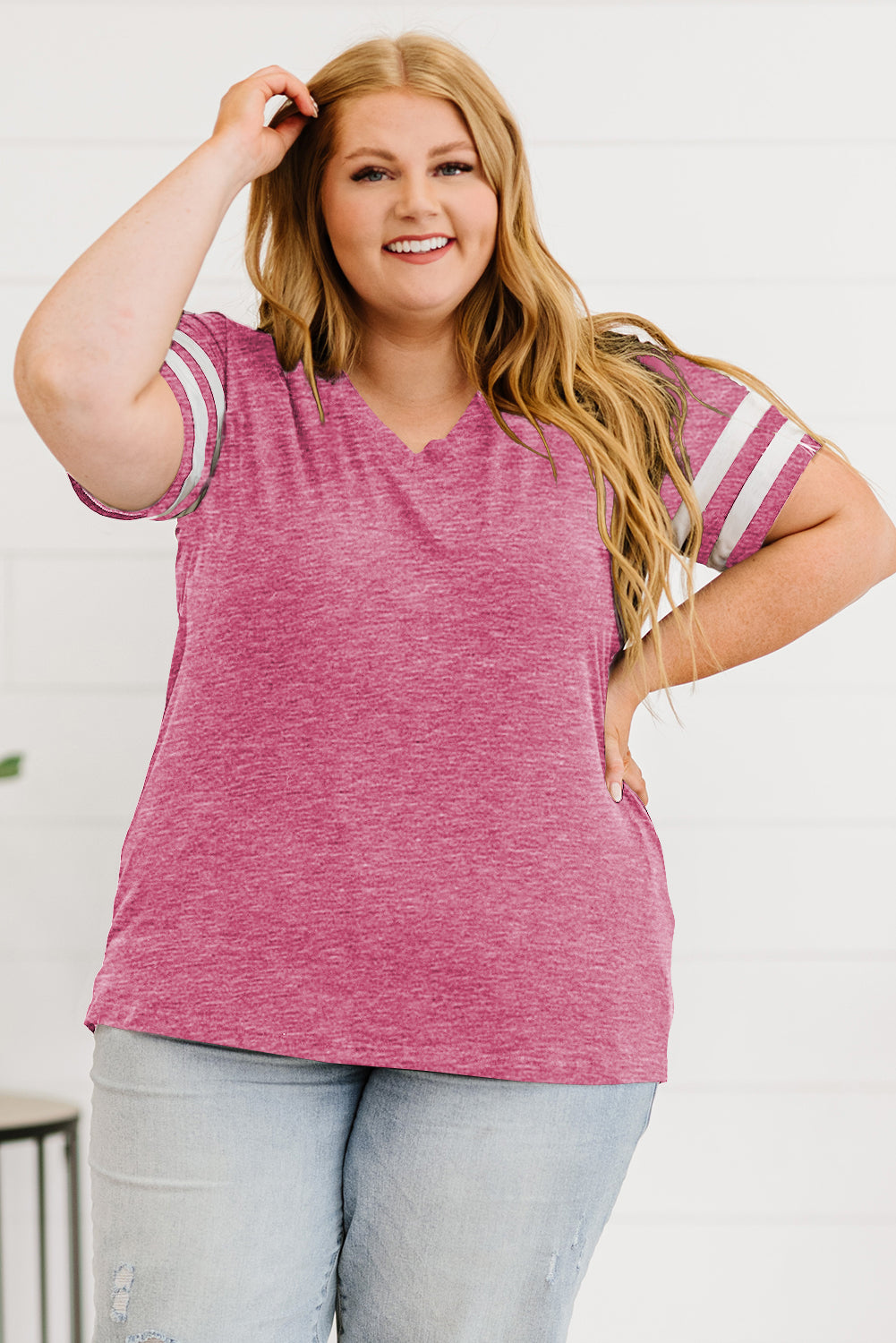 Striped V-Neck T- Shirt