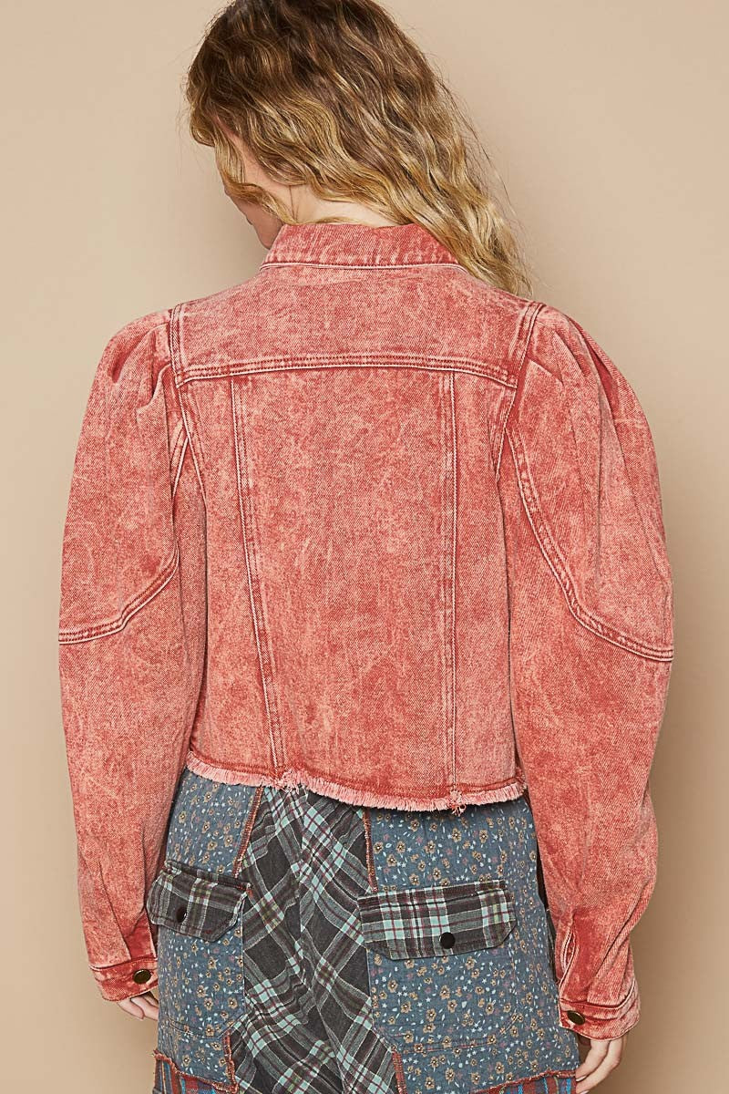 Button Up Cropped Denim Jacket