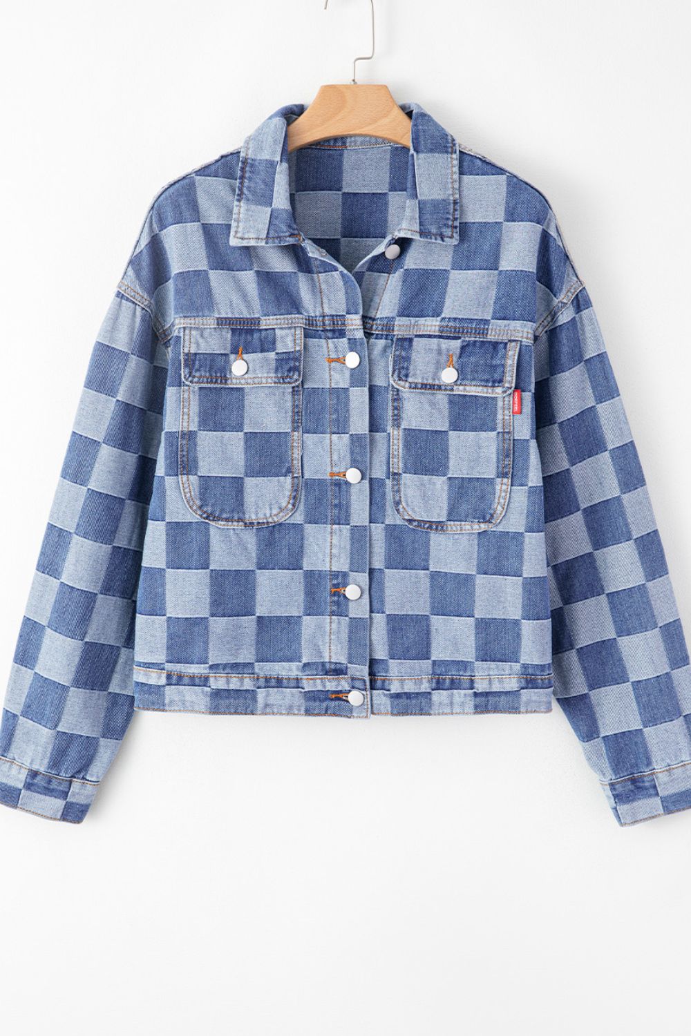 Checkered  Denim Jacket