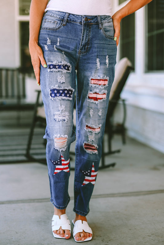 Distressed Straight Jeans