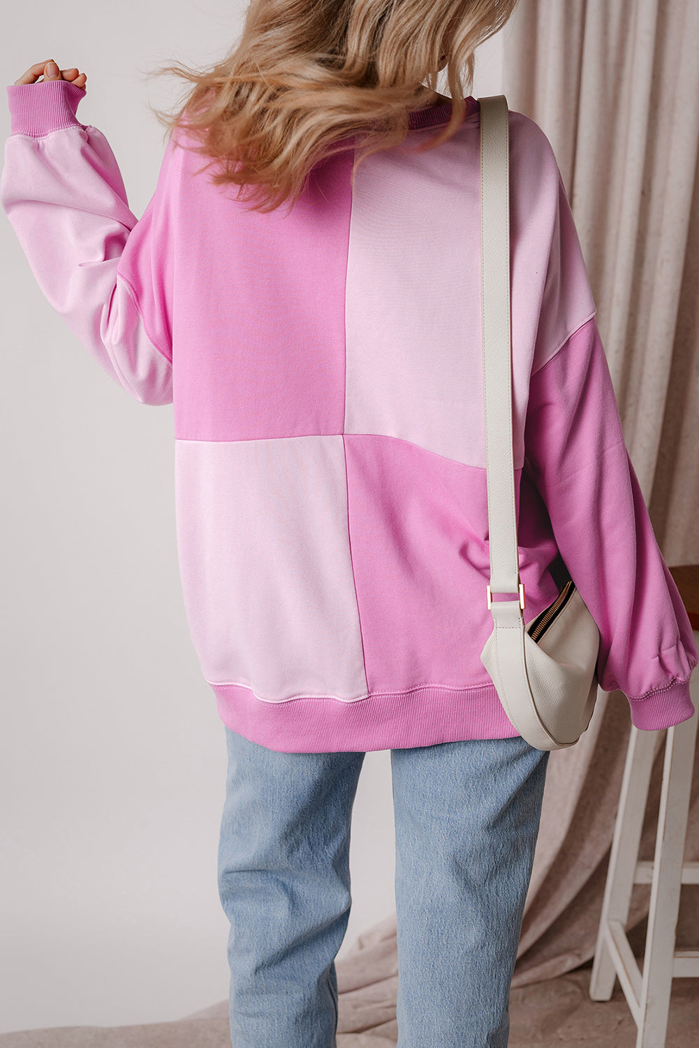 Color Block Half Button Sweatshirt