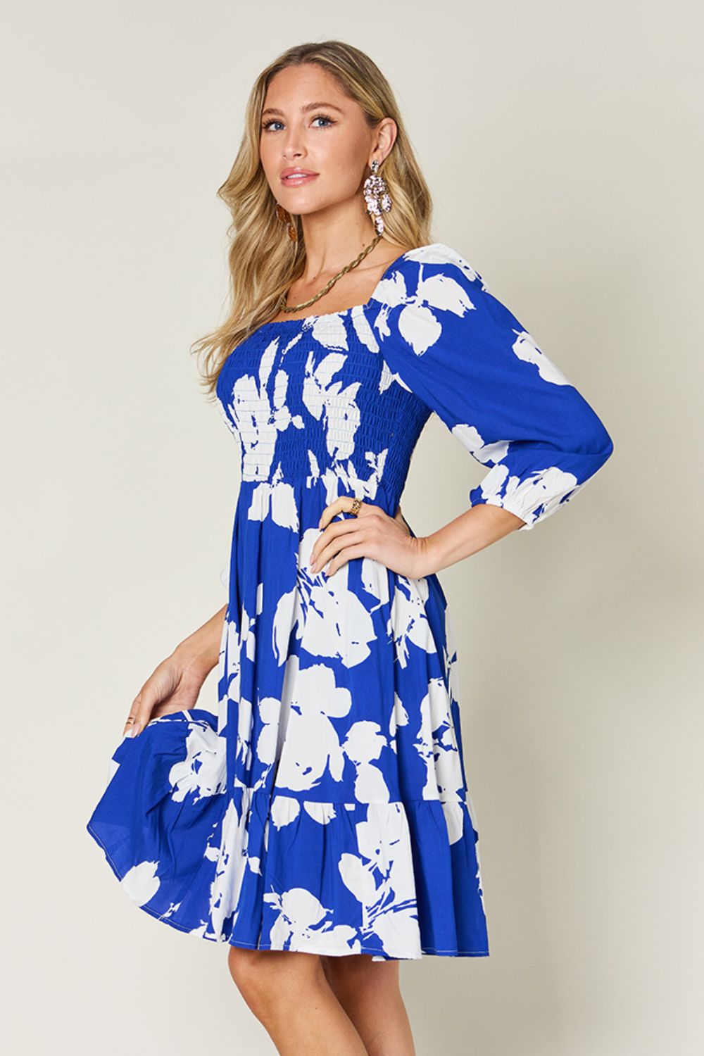 Floral Ruffle Hem Dress with Pockets