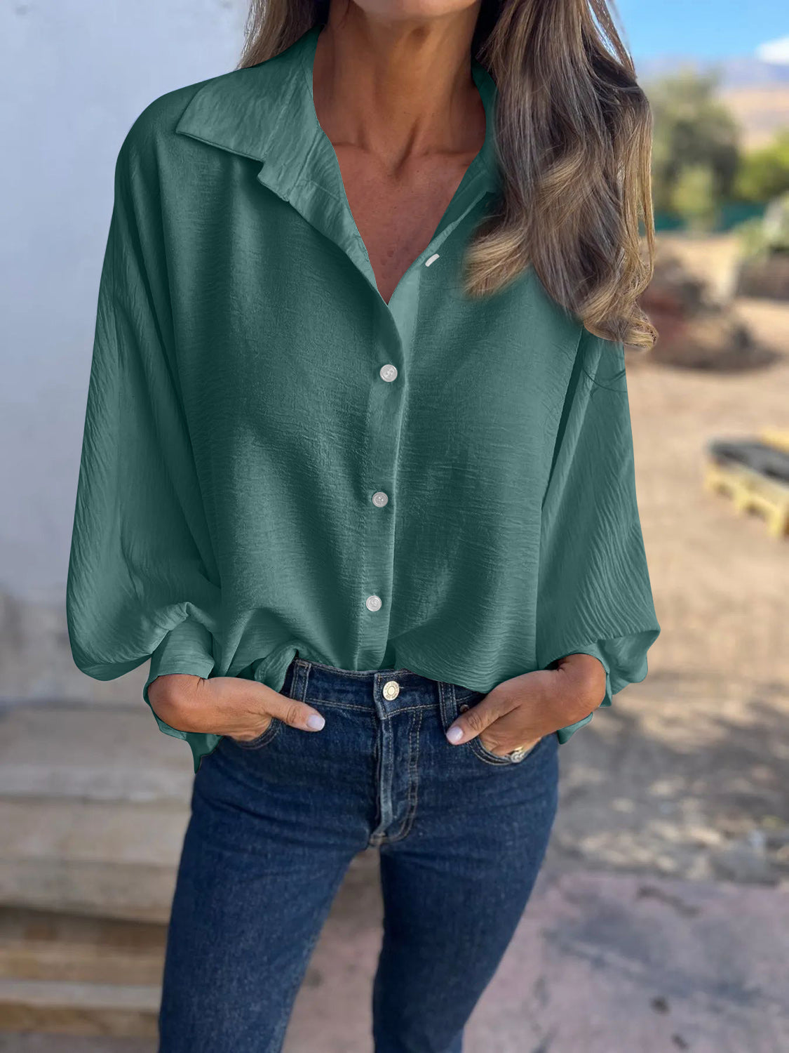 Collared Neck Long Sleeve Shirt