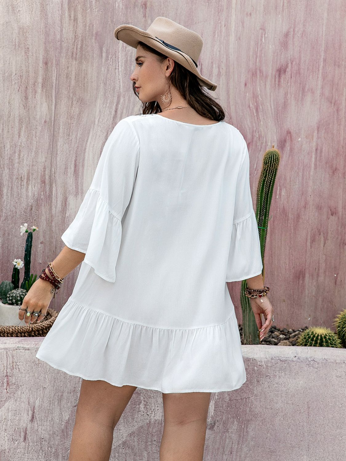 Three-Quarter Sleeve Mini Dress