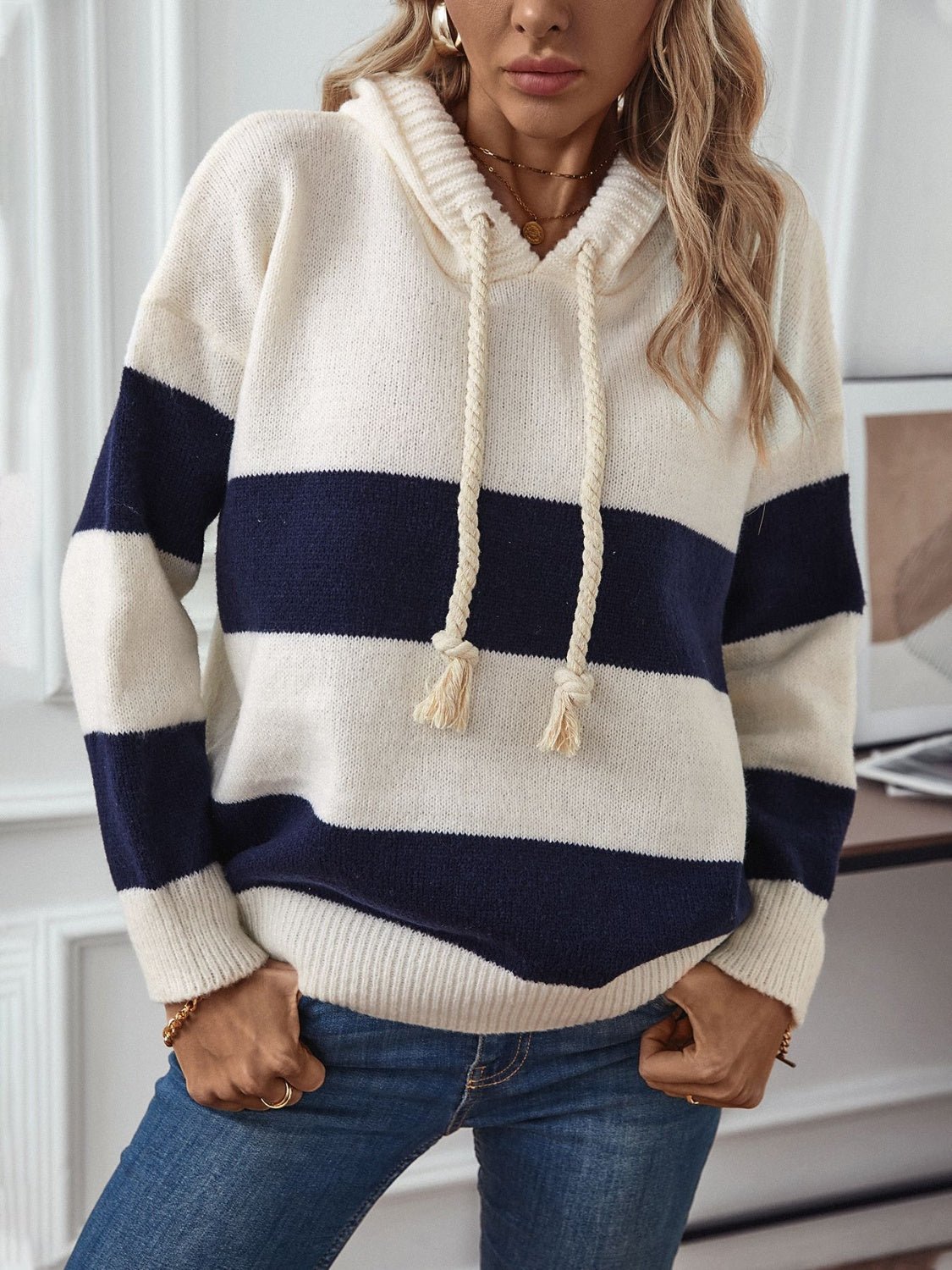 Stripe Hooded Sweater