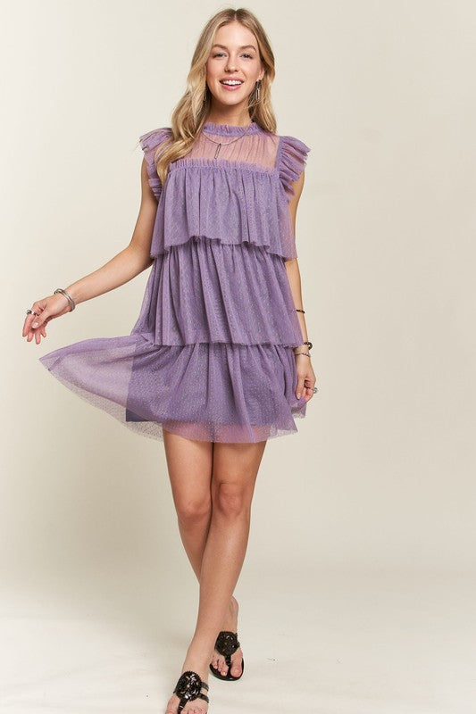 Layered Ruffled Mesh Dress