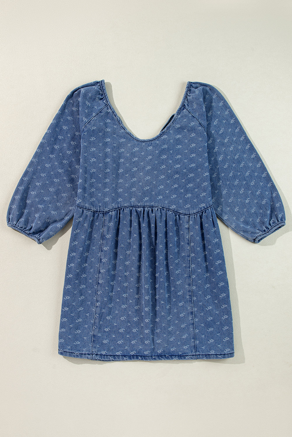 Three-Quarter Sleeve Denim Dress