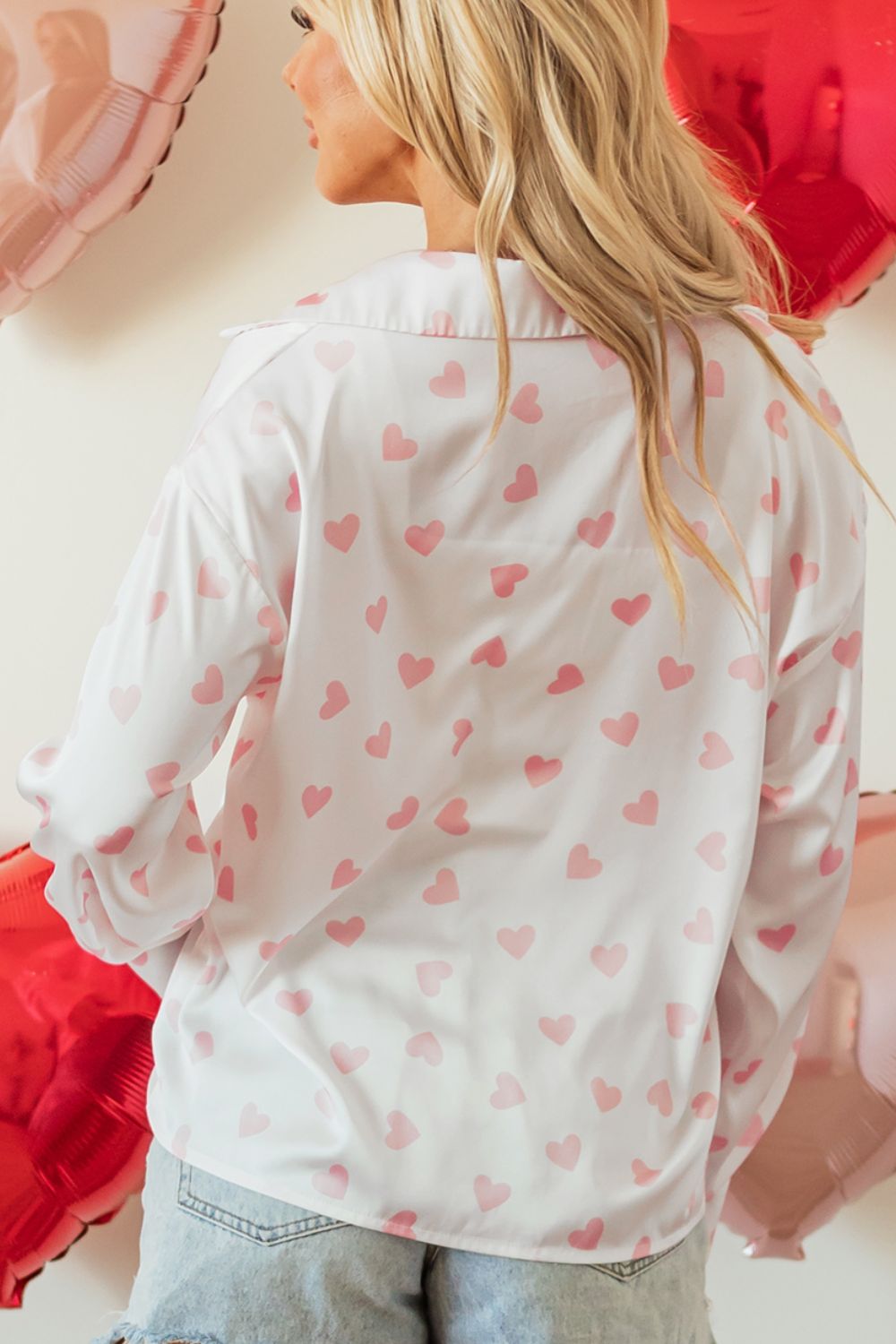 Heart Print Long Sleeve Shirt