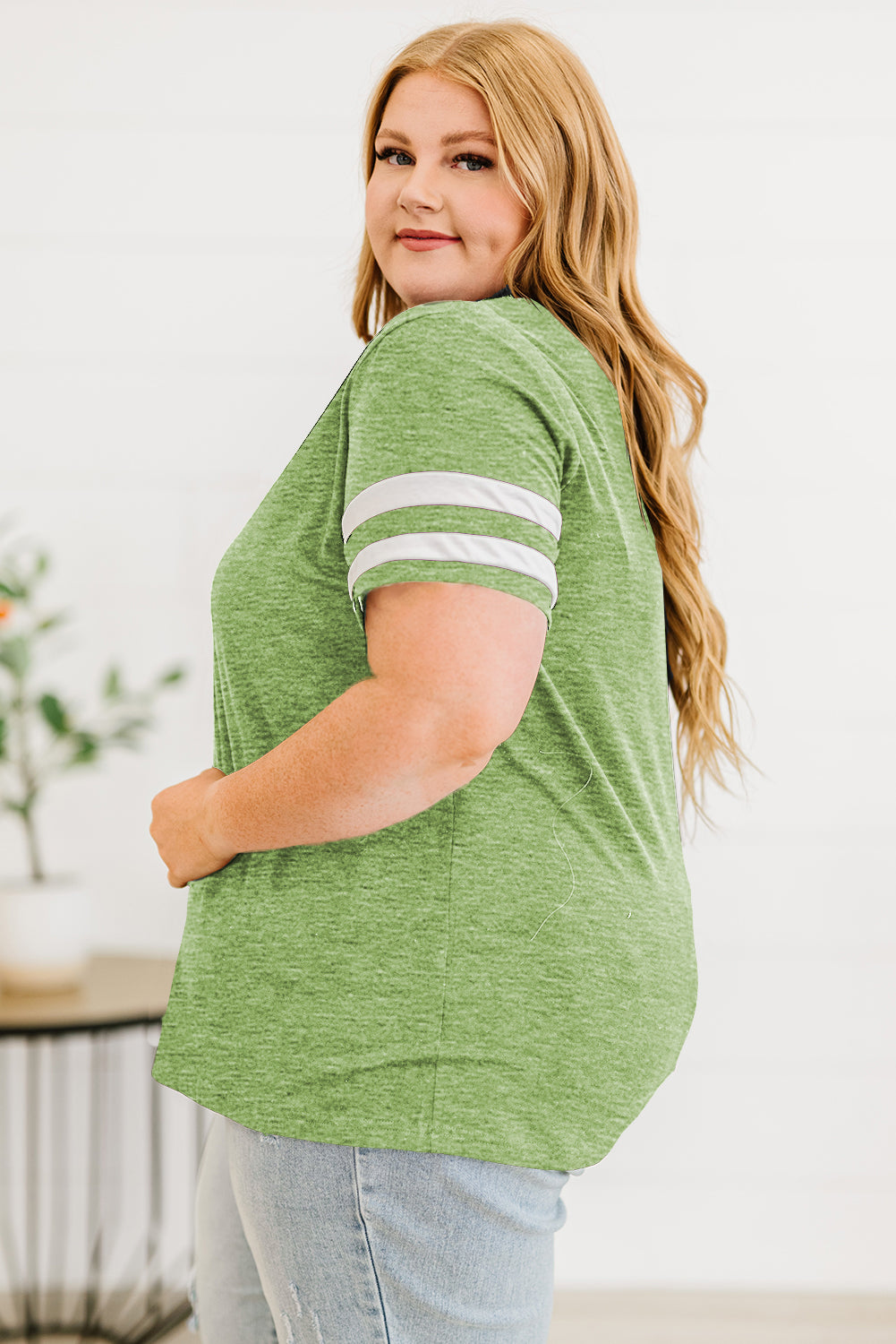 Striped V-Neck T- Shirt