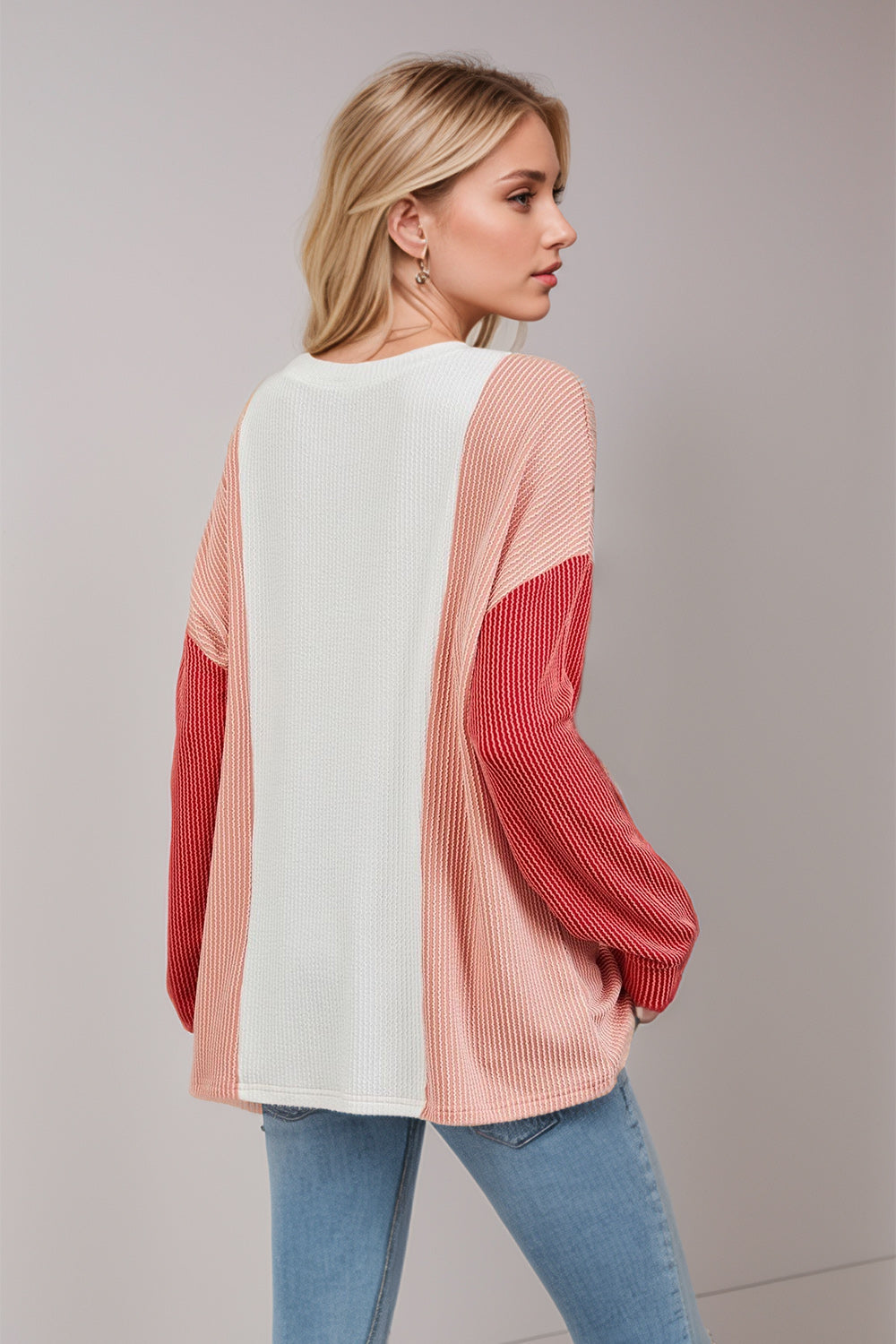 Texture Contrast Long Sleeve T-Shirt