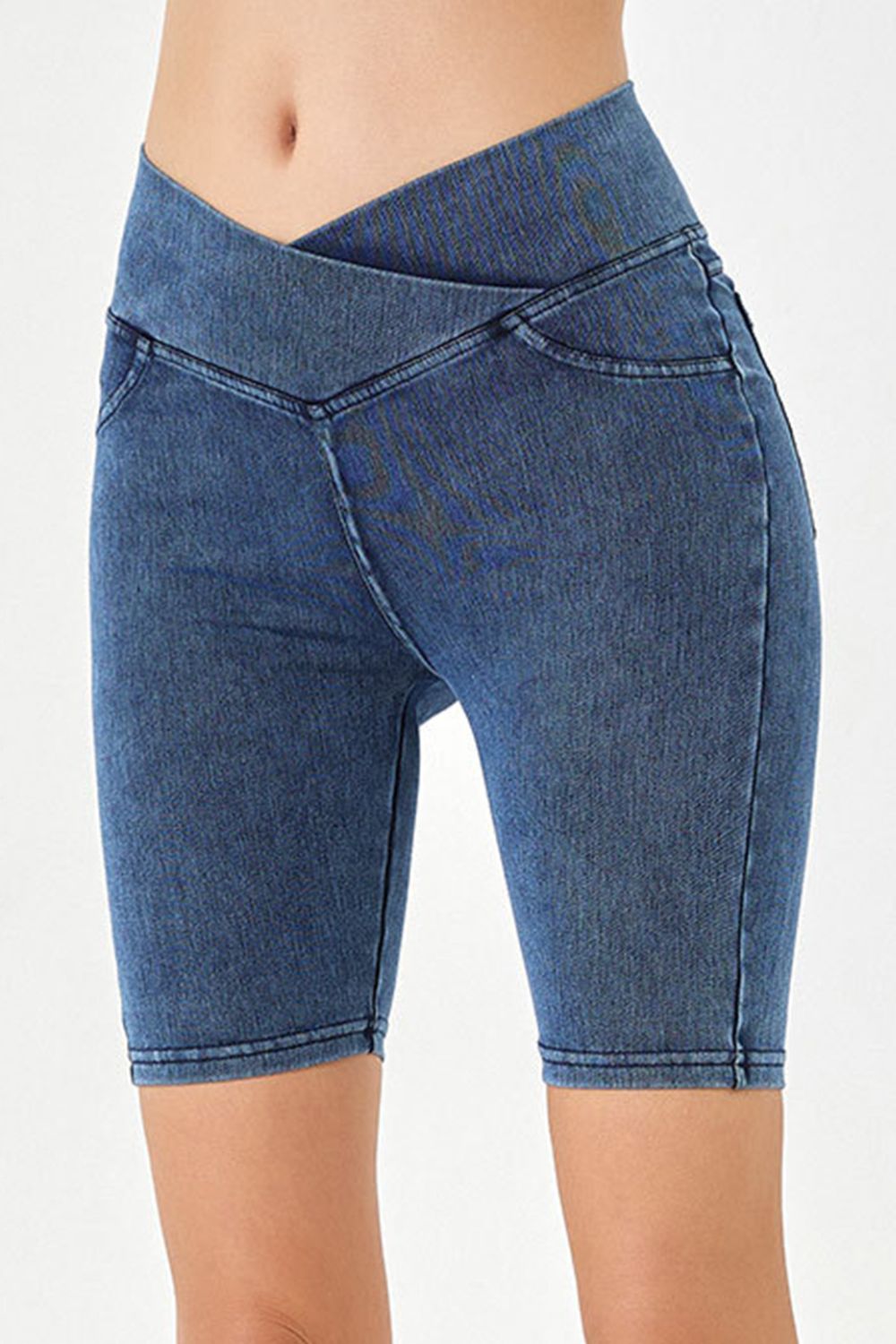 Asymmetrical Waist Denim Short