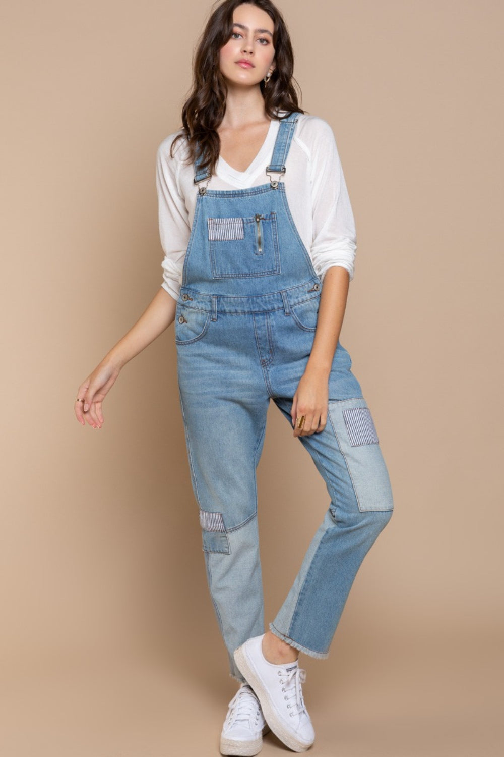 Front Chest Zipper oDenim Overalls