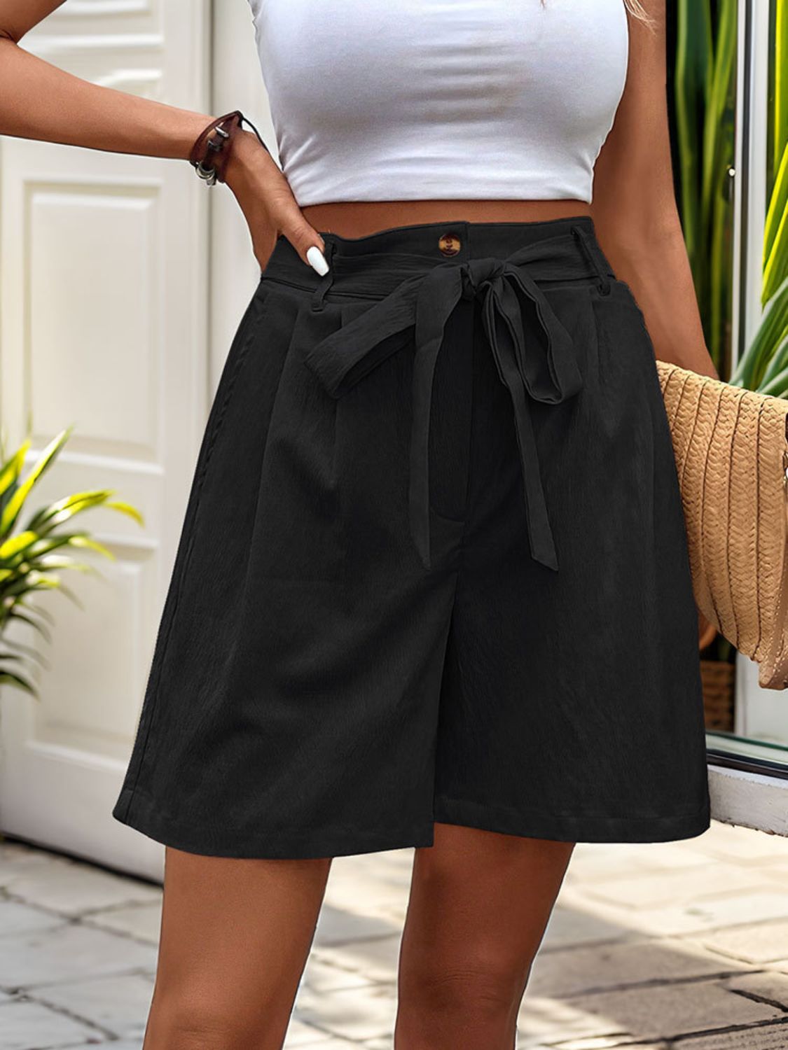 Tied High Waist Shorts