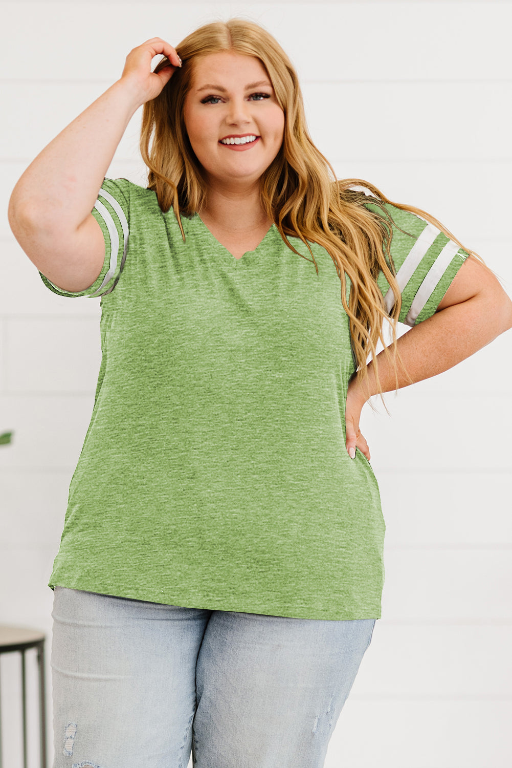 Striped V-Neck T- Shirt