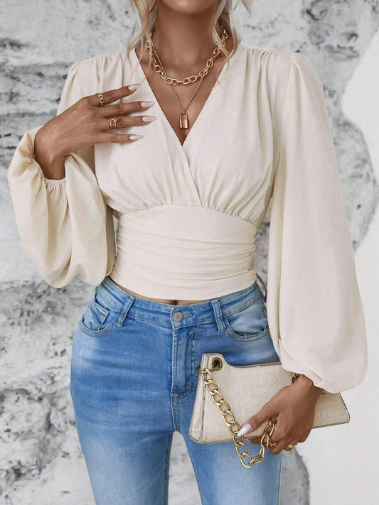 Surplice Balloon Sleeve Top