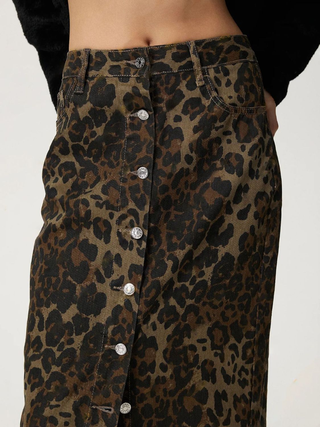 Leopard Denim Skirt