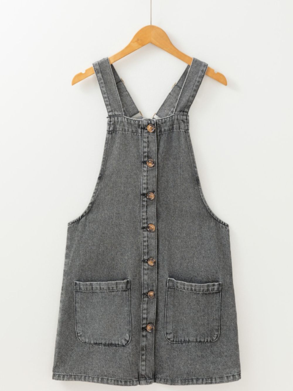 Wide Strap Denim Overall Dress