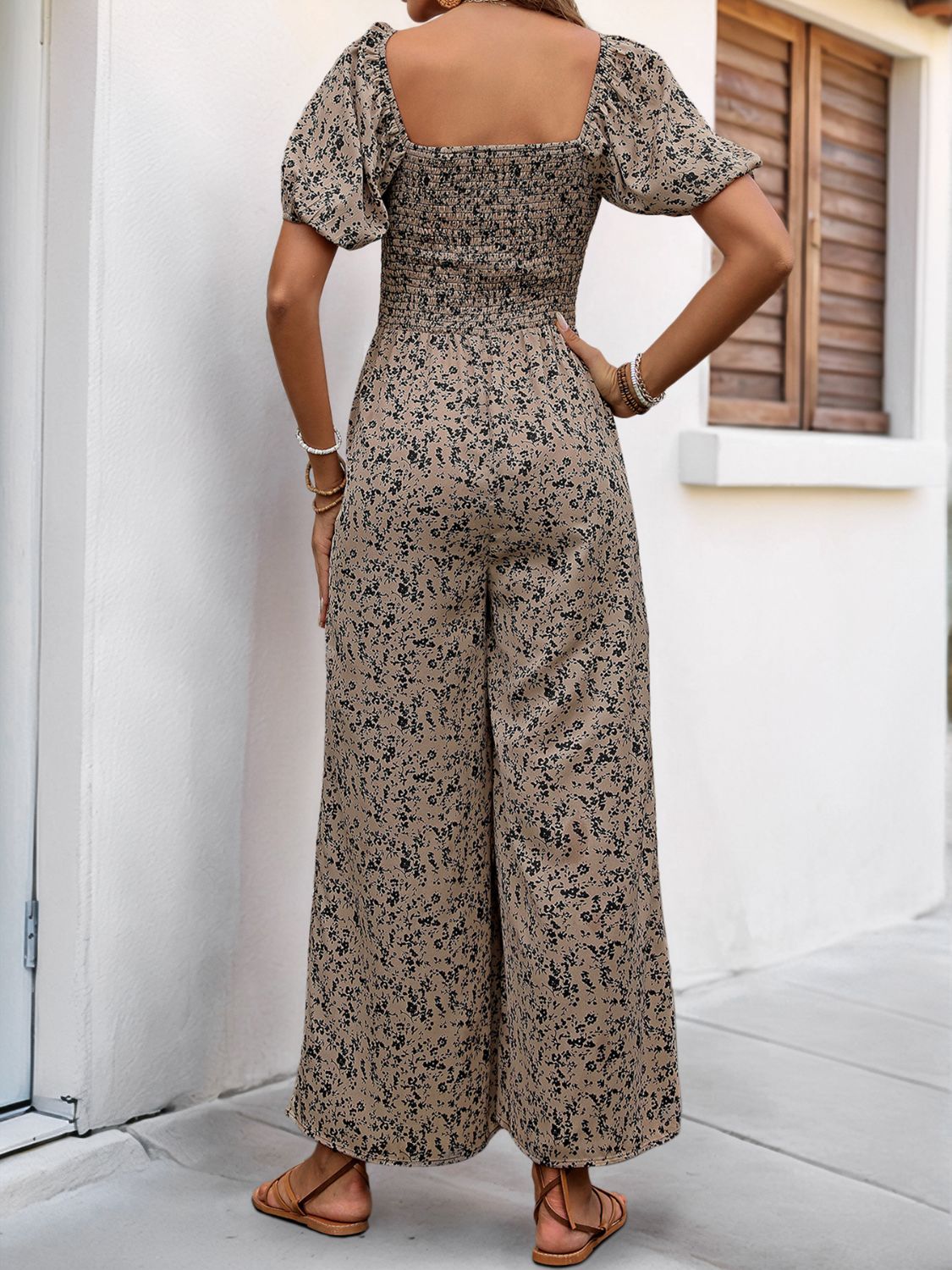 Square Neck Puff Sleeve Jumpsuit