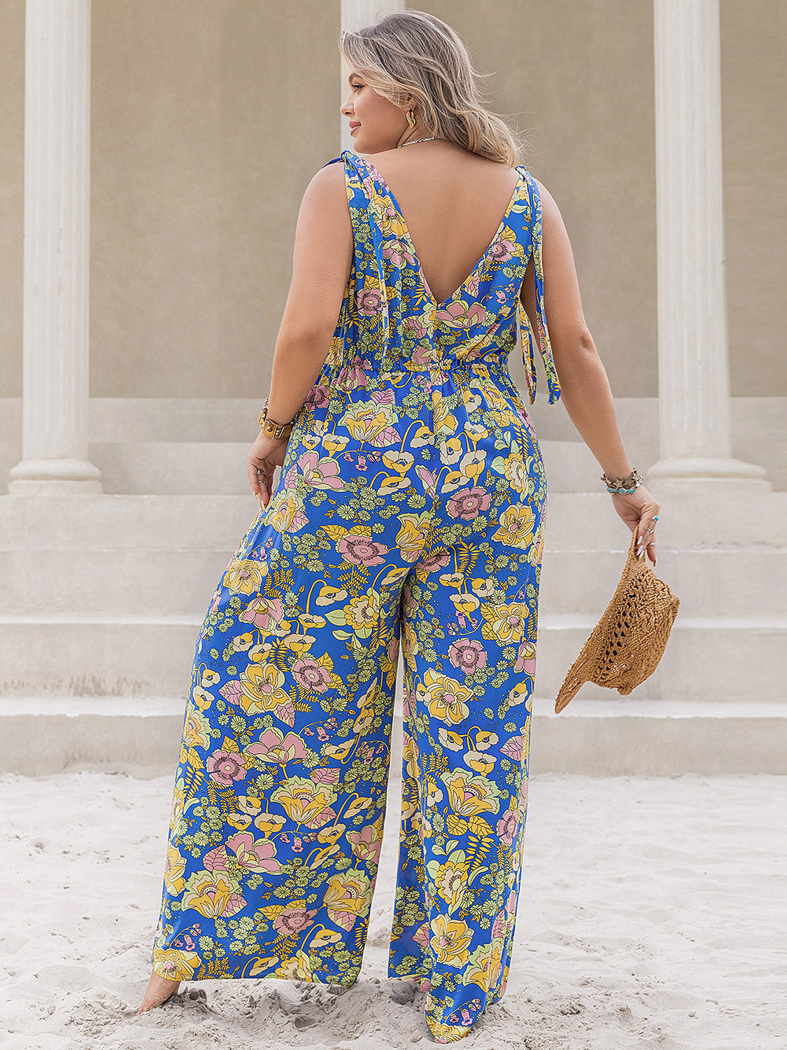 V-Neck Wide Leg Jumpsuit