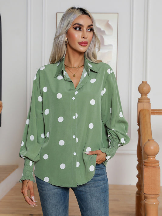 Buttoned Lantern Sleeve Shirt