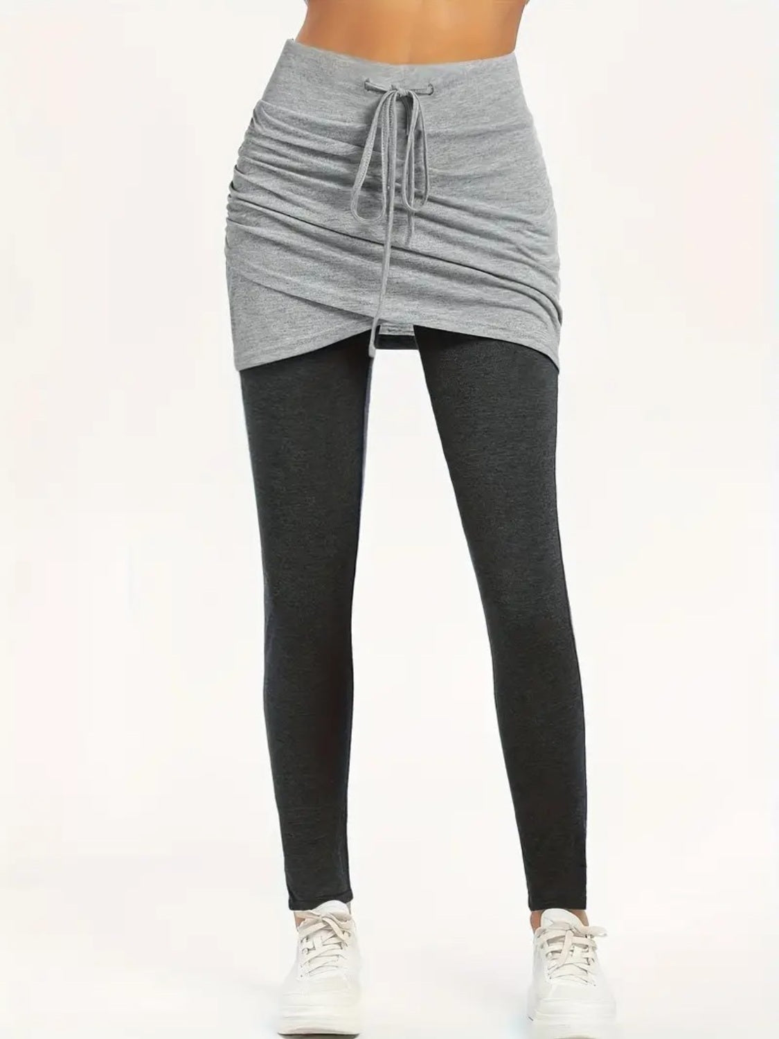 Two Pieces Active Leggings with Ruched Skirt