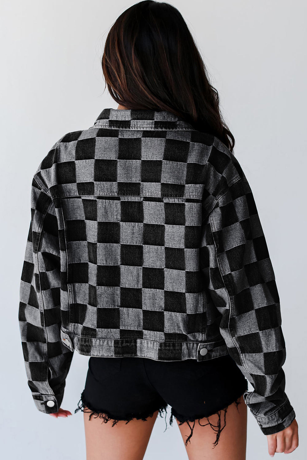 Checkered  Denim Jacket