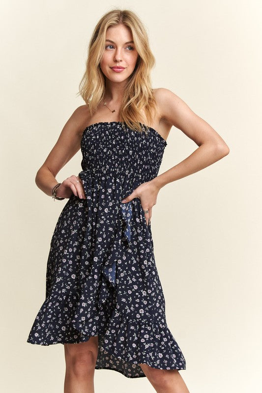 Floral Tube Dress with Pockets