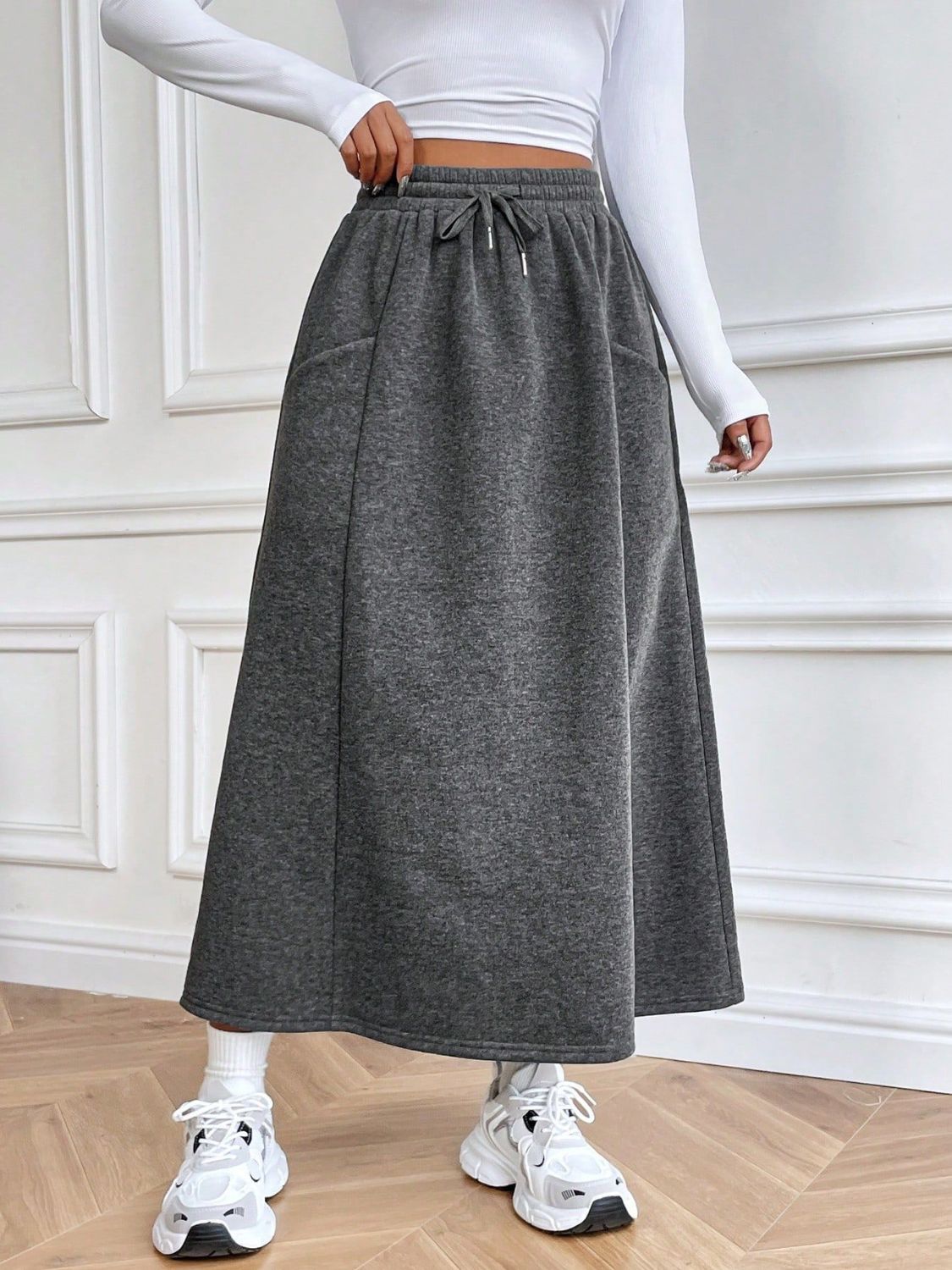 Drawstring Skirt with Pockets