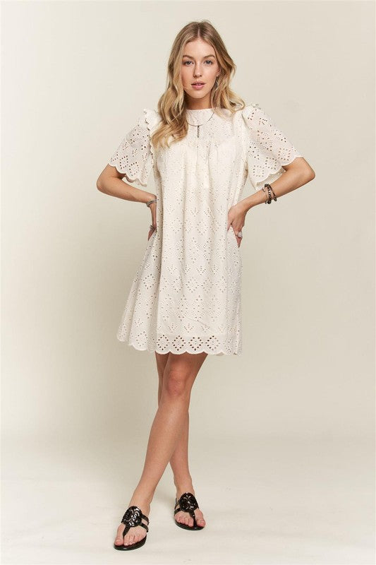 Ruffled Eyelet  Dress