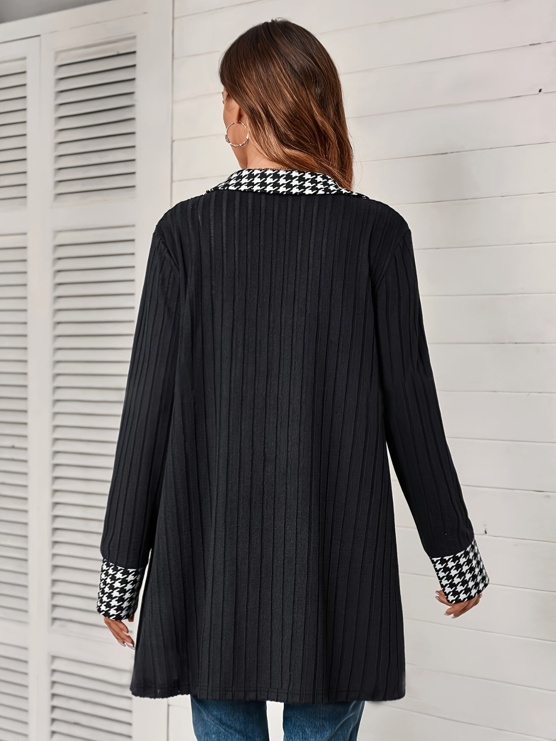 Houndstooth Button Up  Cardigan