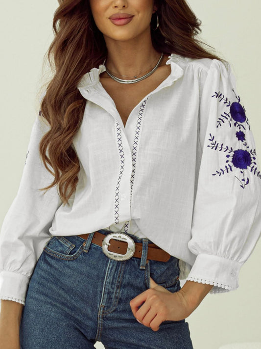 Embroidered Sleeve Shirt