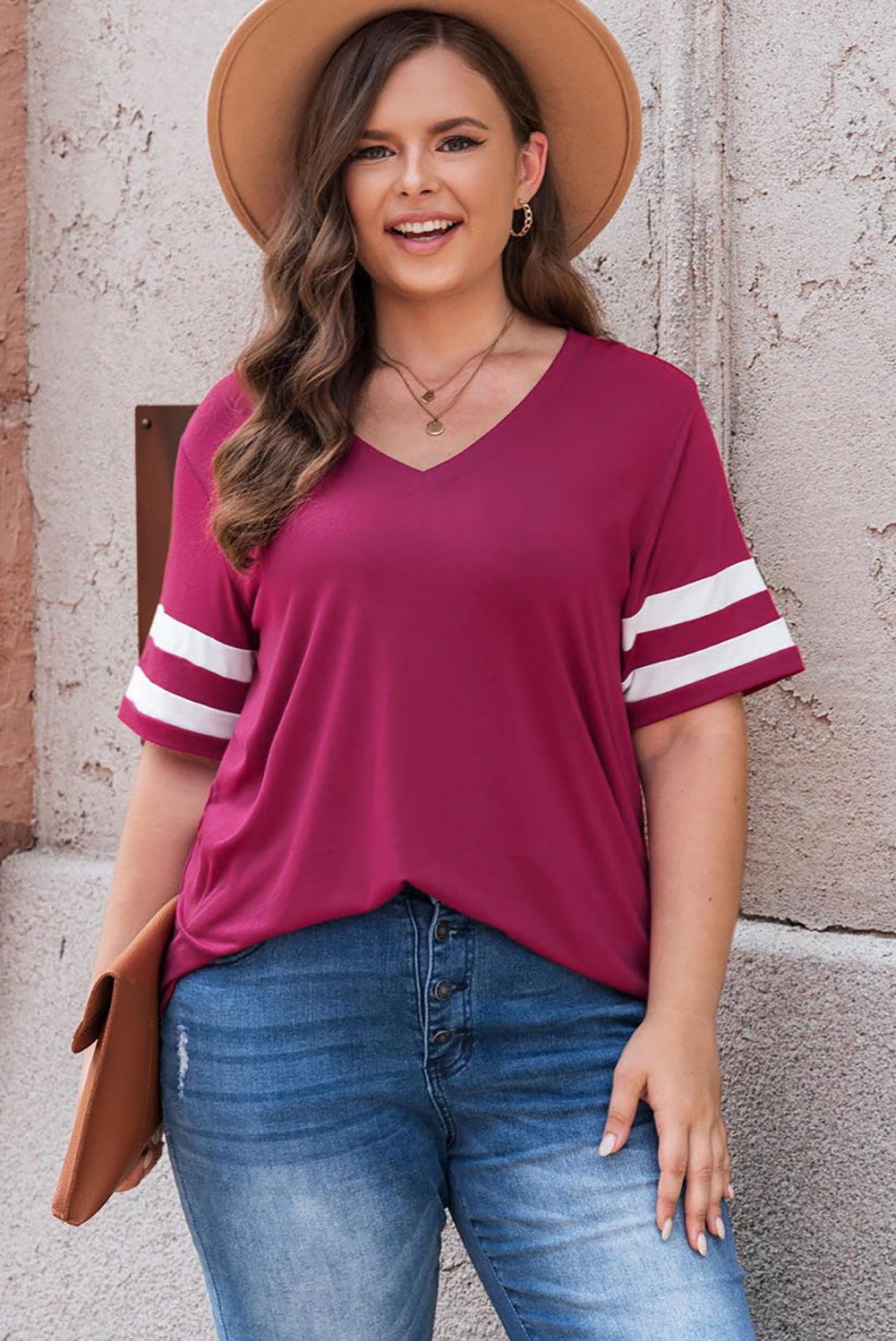 Striped V-Neck T- Shirt