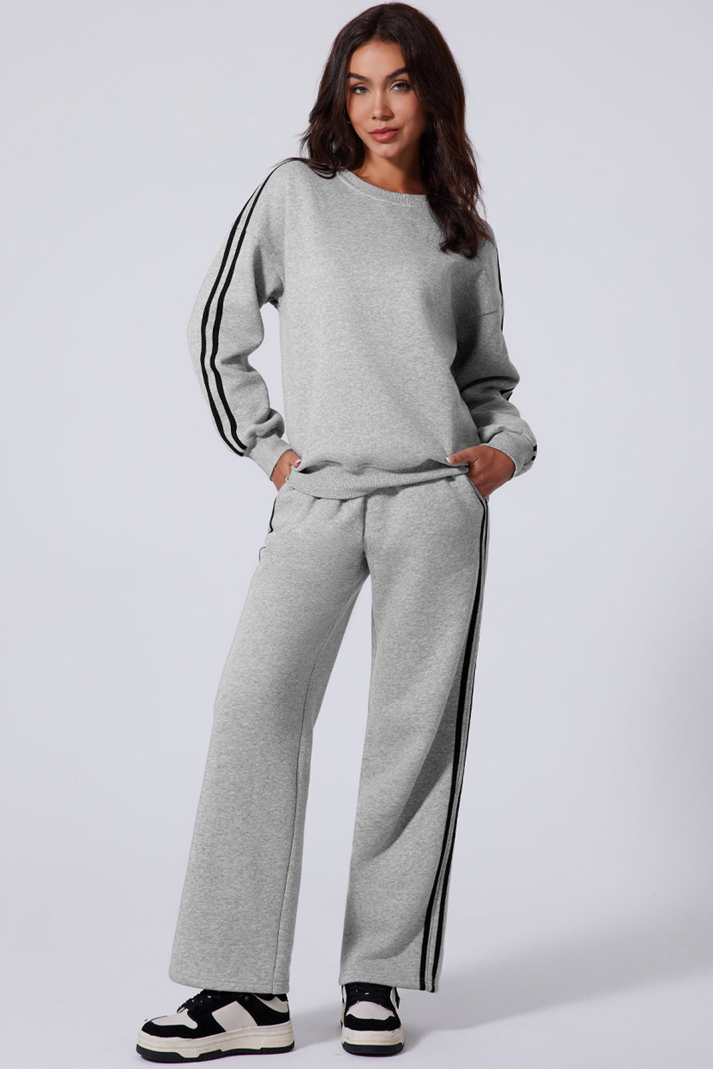 Side Striped Top and Pants Active Set