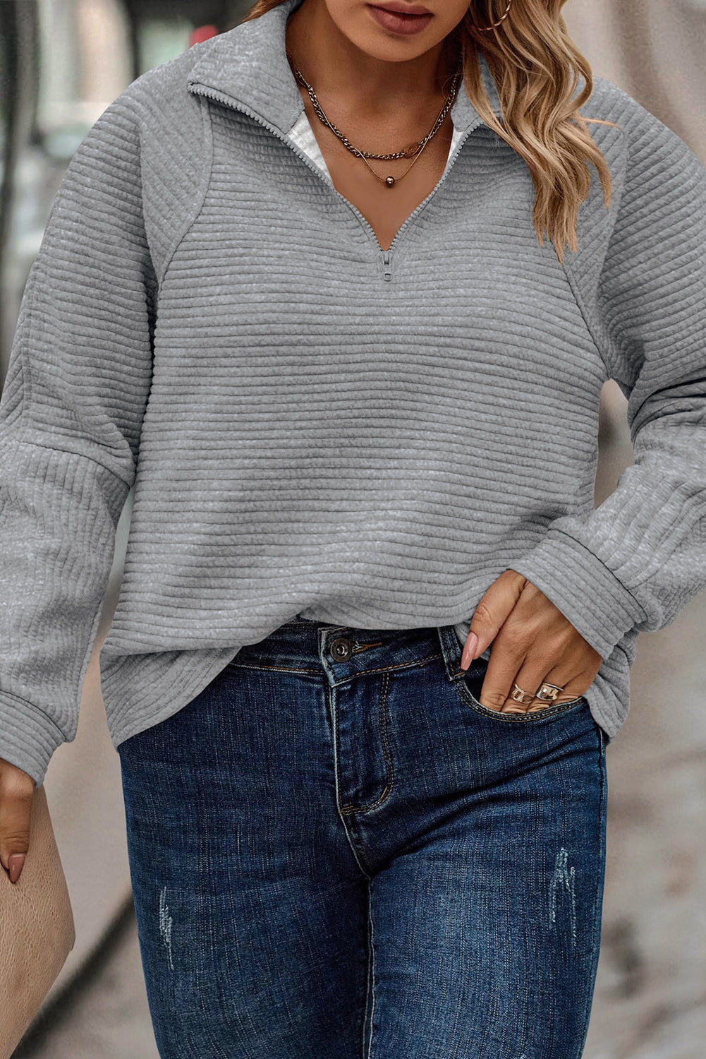 Quarter Zip Long Sleeve T-Shirt