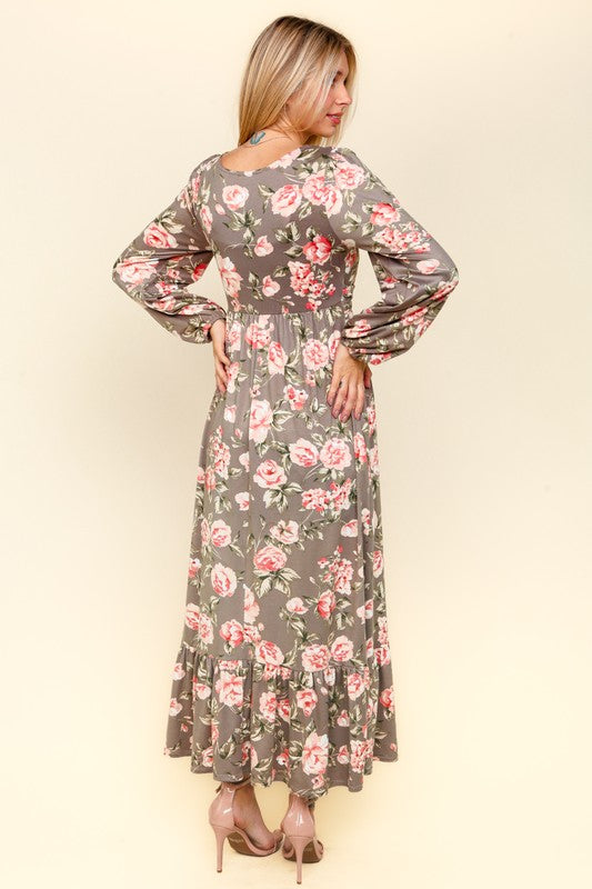 Floral Dress with Side Pockets