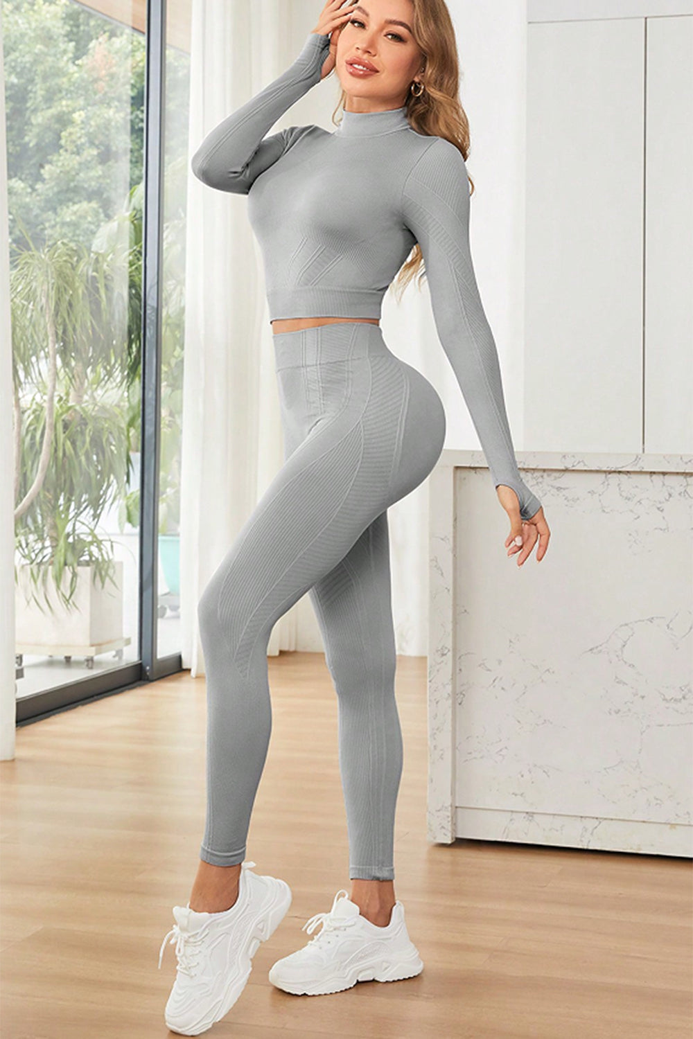 Mock Neck Top and Leggings Active Set