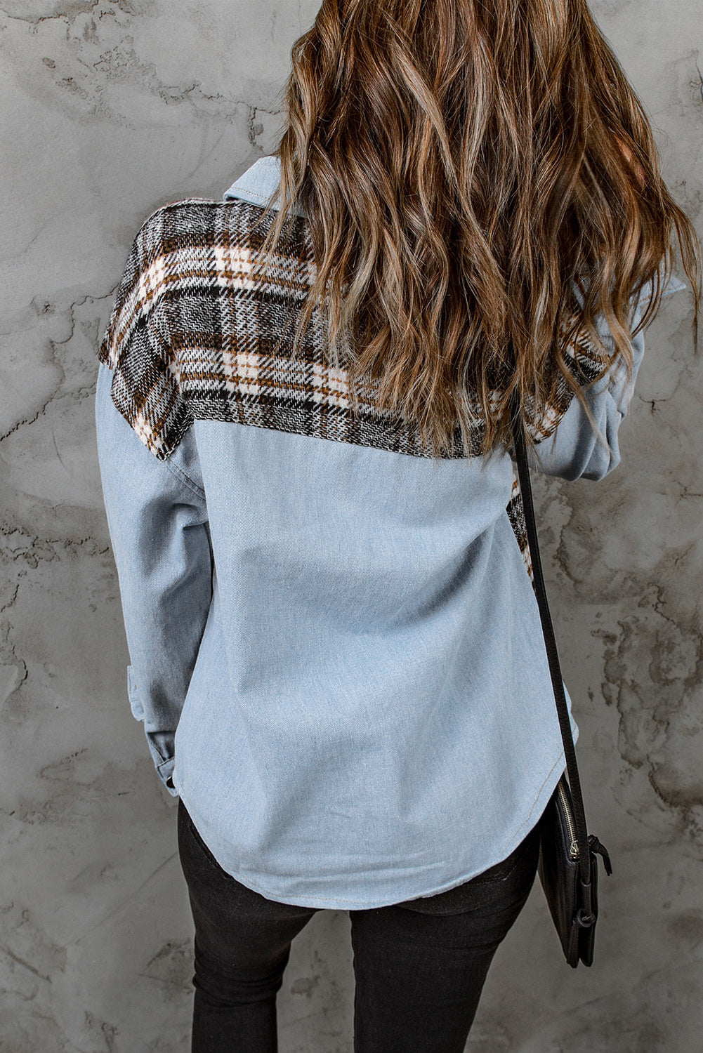 Plaid Button Up Denim Jacket