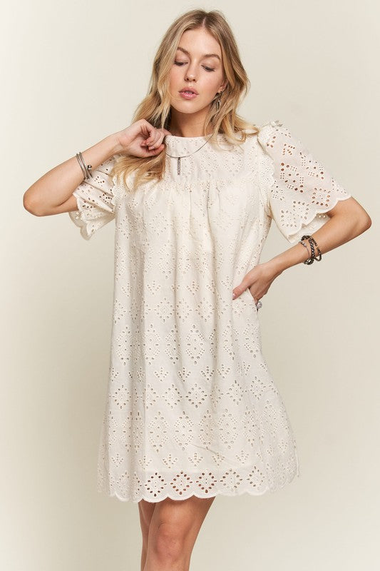 Ruffled Eyelet  Dress